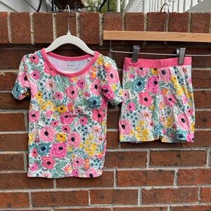 Little Sleepies Garden Floral Bamboo Pajama Shorts Set Size 3T toddler girls